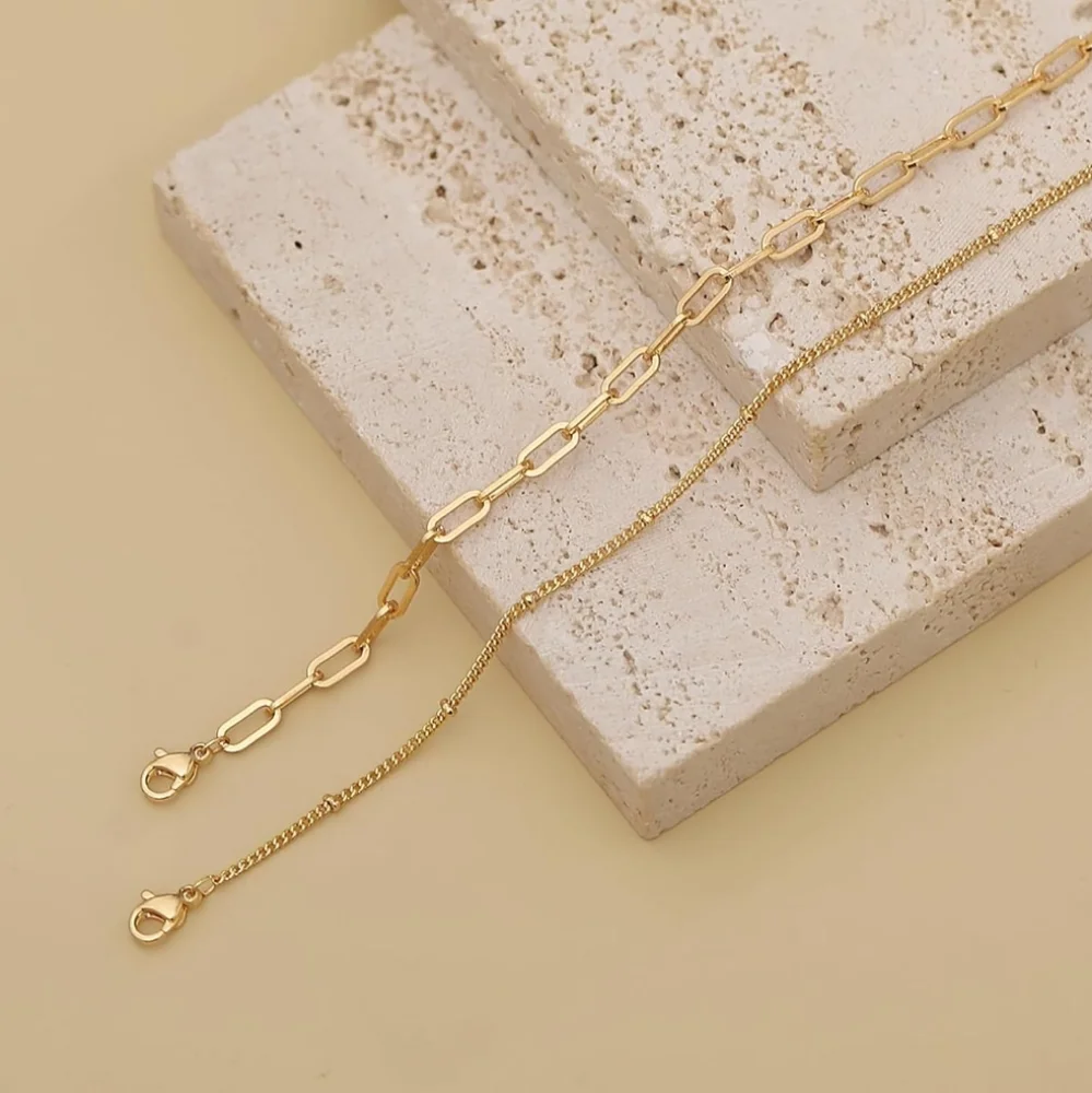 🆕 Bracelets 14K Gold Plated Stackable Bracelets Set of 2 - Picture 3 of 4